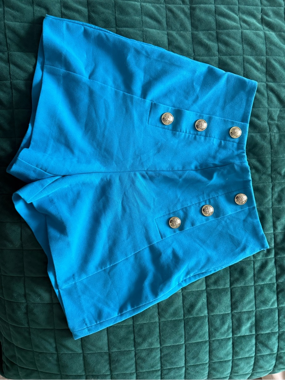 Zara High Waisted Turquoise Button-Front Women’s Shorts